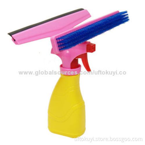 Window Cleaner with Sourcing Pad, Micro Fiber Brush and Hard Brush, 300mL Bottle Volume
